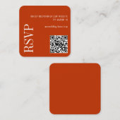 Burnt Orange Modern Custom QR Code Wedding RSVP Begleitkarte (Vorne/Hinten)