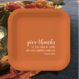 Burnt Orange Modern Give Danke Erntedank Pappteller