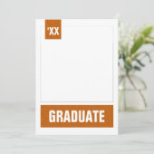 Burnt Orange Modern Textured Foto Abschluss Einladung (Stehend Vorderseite)