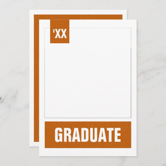 Burnt Orange Modern Textured Foto Abschluss Einladung (Vorne/Hinten)