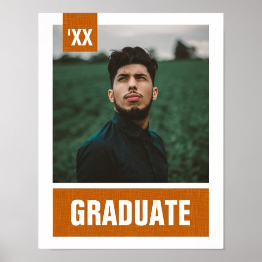 Burnt Orange Modern Textured Foto Abschluss Poster (Vorne)