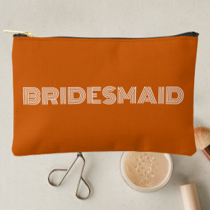 Burnt Orange Modern Typografie Bridesmaid Zubehörtasche