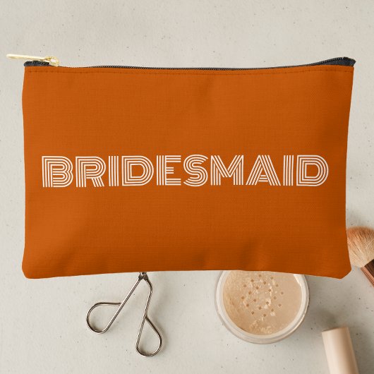 Burnt Orange Modern Typografie Bridesmaid Zubehörtasche