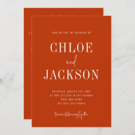 Burnt Orange Moderne feine, maßgeschneiderte Hochz Einladung