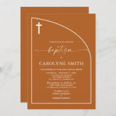 Burnt Orange Moderne Minimal Celebration Taufe Einladung (Vorne/Hinten)