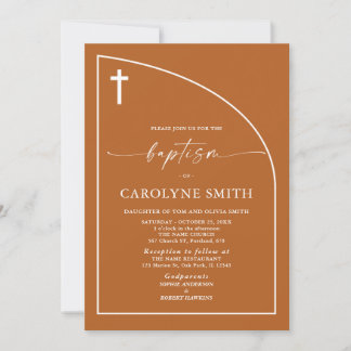 Burnt Orange Moderne Minimal Celebration Taufe Einladung