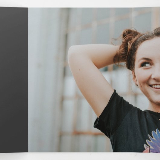 Burnt Orange Moderner Block 5-Foto-Abschluss Dreifach Gefaltete Einladung (Innenseite Mitte)