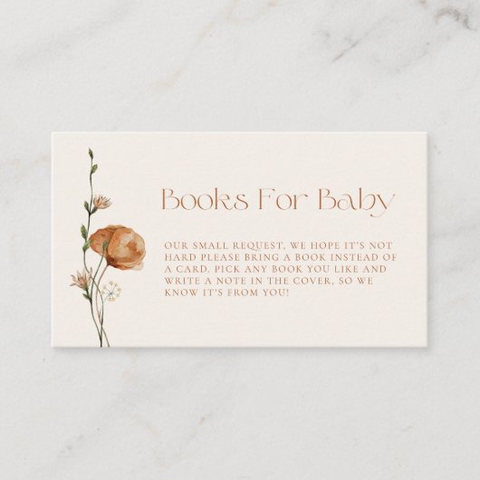 Burnt Orange Mohn Bücher für Baby Begleitkarte (Vorderseite)