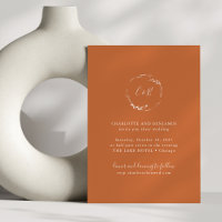 Burnt Orange Monogram Floral Wreath Script Hochzei