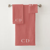 Burnt-orange-Monogramm-Initialen Badhandtuch Set (Insitu)