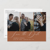 Burnt Orange Multi-Foto Save the Date Ankündigungspostkarte (Vorne/Hinten)