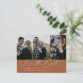 Burnt Orange Multi-Foto Save the Date Ankündigungspostkarte (Stehend Vorderseite)