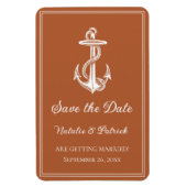 Burnt Orange Nautical Anchor Speichern Sie das Dat Magnet (Vertikal)