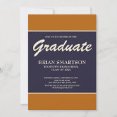 Burnt Orange Navy Blue Graduation Party Foto Einladung (Vorderseite)
