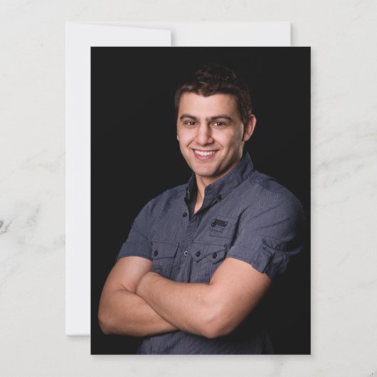 Burnt Orange Navy Blue Graduation Party Foto Einladung (Rückseite)