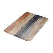 Burnt Orange Navy Dusty Blue Distressed Strip Badematte (Schrägansicht)