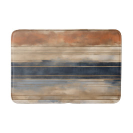 Burnt Orange Navy Dusty Blue Distressed Strip Badematte
