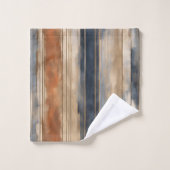 Burnt Orange Navy Dusty Blue Distressed Strip Badhandtuch Set (Waschlappen)
