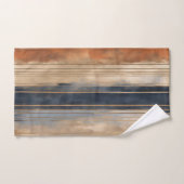 Burnt Orange Navy Dusty Blue Distressed Strip Badhandtuch Set (Handtuch)