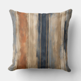Burnt Orange Navy Dusty Blue Distressed Strip Kissen