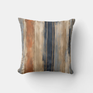 Burnt Orange Navy Dusty Blue Distressed Strip Kissen