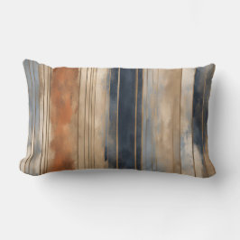 Burnt Orange Navy Dusty Blue Distressed Strip Lendenkissen
