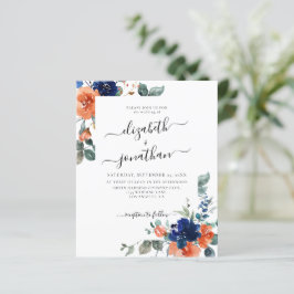 Burnt Orange Navy Floral Budget Einladung Hochzeit