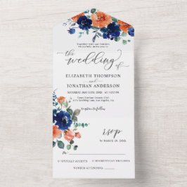 Burnt Orange Navy Royal Blue Wedding Details UAWG All In One Einladung