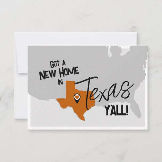Burnt Orange neue Zuhause in Texas Y'all Moving Ankündigung (Vorderseite)