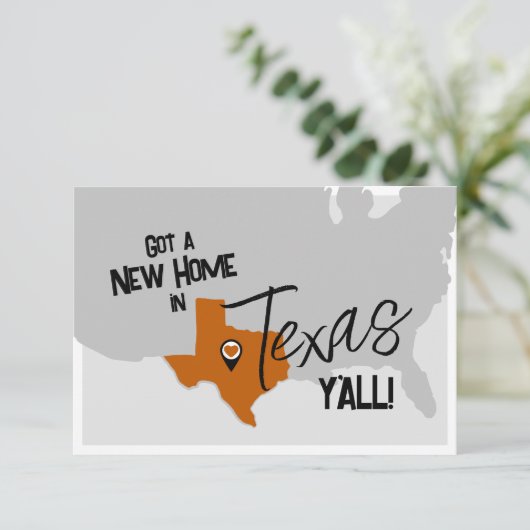 Burnt Orange neue Zuhause in Texas Y'all Moving Ankündigung (Stehend Vorderseite)