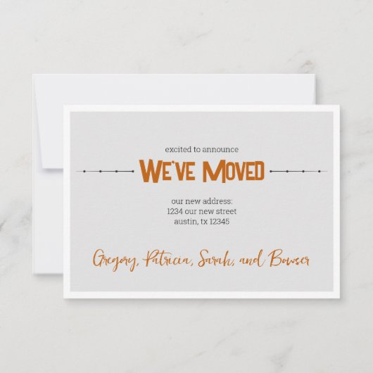 Burnt Orange neue Zuhause in Texas Y'all Moving Ankündigung (Rückseite)