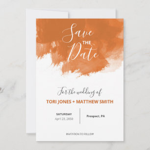 Burnt Orange Paint Swatch Wedding Save the Date