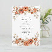 Burnt Orange Painterly Blossom Wedding Einladung (Stehend Vorderseite)