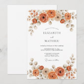 Burnt Orange Painterly Blossom Wedding Einladung (Vorne/Hinten)