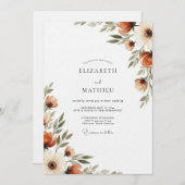 Burnt Orange Painterly Flora Wedding Einladung (Vorne/Hinten)