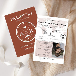 Burnt Orange Passport Foto Hochzeit Einladung