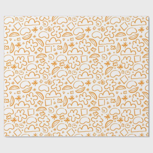 Burnt Orange Pastel Doodle Muster Geschenkpapier (Flach)