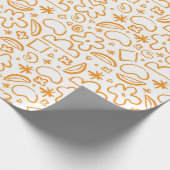 Burnt Orange Pastel Doodle Muster Geschenkpapier (Ecke)
