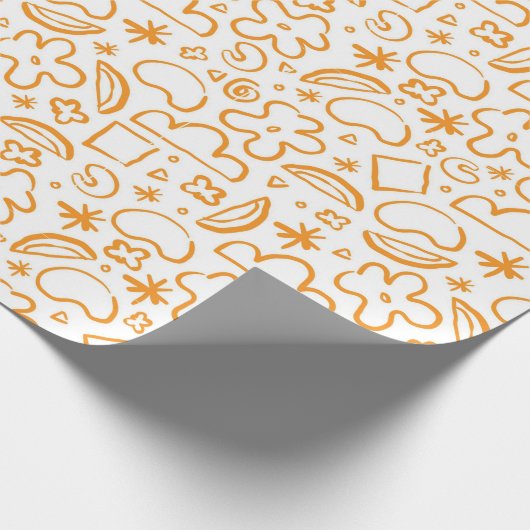 Burnt Orange Pastel Doodle Muster Geschenkpapier (Ecke)