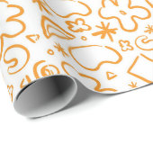 Burnt Orange Pastel Doodle Muster Geschenkpapier (Rolleneckpunkt)