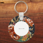 Burnt Orange Peonies Bloral Painting Gold Hochzeit Schlüsselanhänger (Rückseite)