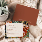 Burnt Orange Peonies Blumenwerk Hochzeit Begleitkarte