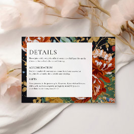 Burnt Orange Peonies Floral Gold Malerei Hochzeit Begleitkarte