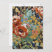 Burnt Orange Peonies Floral Gold Malerei Hochzeit Einladung (Rückseite)