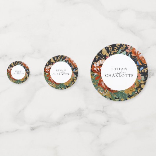 Burnt Orange Peony Floral Painting Gold Hochzeit Konfetti (Rückseiten)