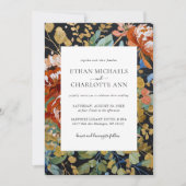 Burnt Orange Peony Floral Painting QR Code Hochzei Einladung (Vorderseite)