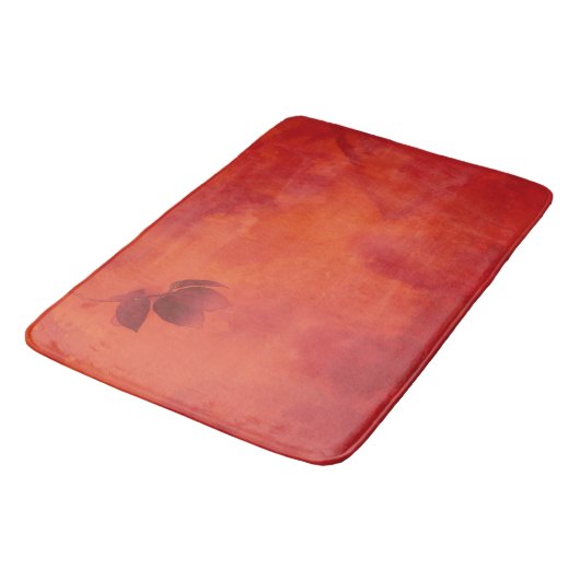 Burnt Orange Persimmon Leaf Abtract Herbst Badematte (Schrägansicht)