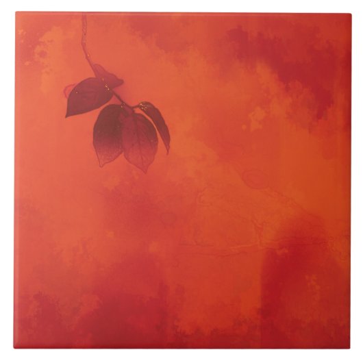 Burnt Orange Persimmon Leaf Abtract Herbst Fliese (Vorderseite)