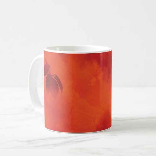 Burnt Orange Persimmon Leaf Abtract Herbst Kaffeetasse (Vorderseite Links)