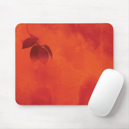 Burnt Orange Persimmon Leaf Abtract Herbst Mousepad (Mit Mouse)